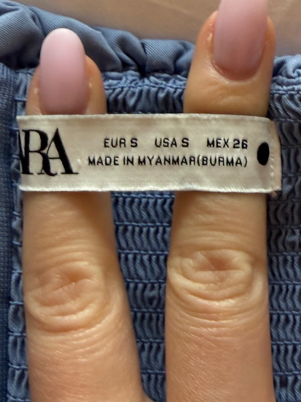 Zara blue cotton strapless dress - Picture 2 of 4